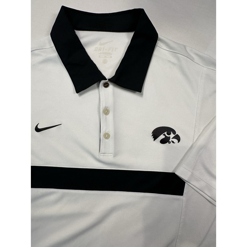 Nike Dry fit Polo Men's Sz Large White With Iowa Hawkeyes Logo